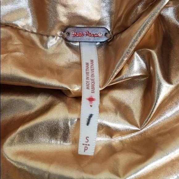 💔SOLD💔FREE PEOPLE Reversible Oversized Puffer Winter Coat Metallic Gold Green - Picture 10 of 12
